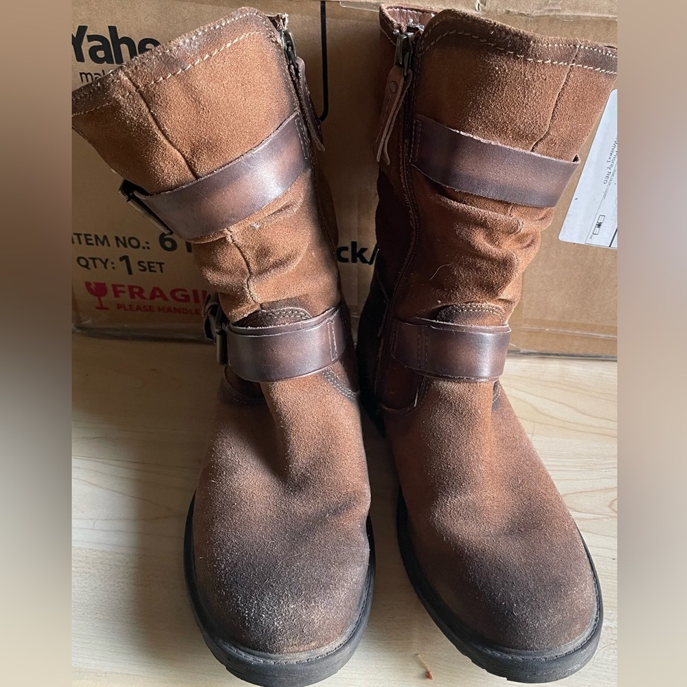 Earth Suede Moto-Style Boots